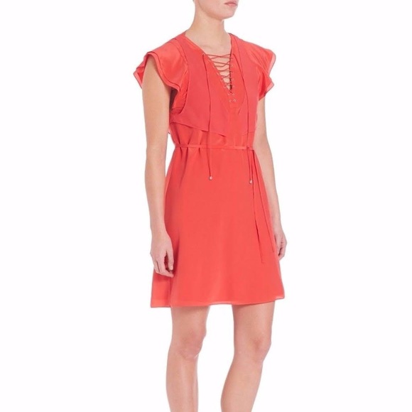 the kooples orange dress Floral Frill Dress